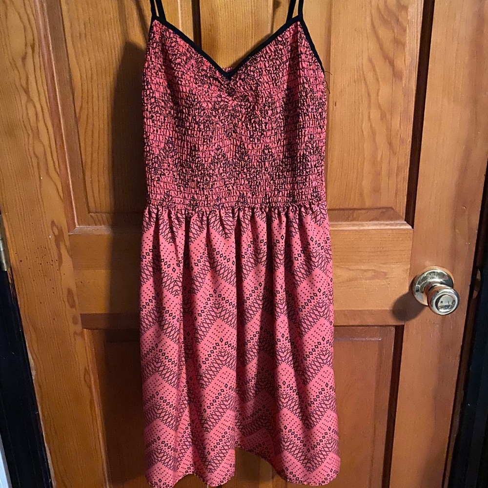 Pink and black mini dress